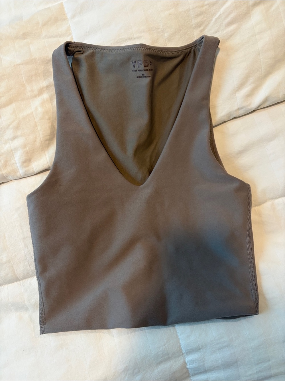 YPB Abercrombie & Fitch  V-Neck Crop Tank Top in Taupe
